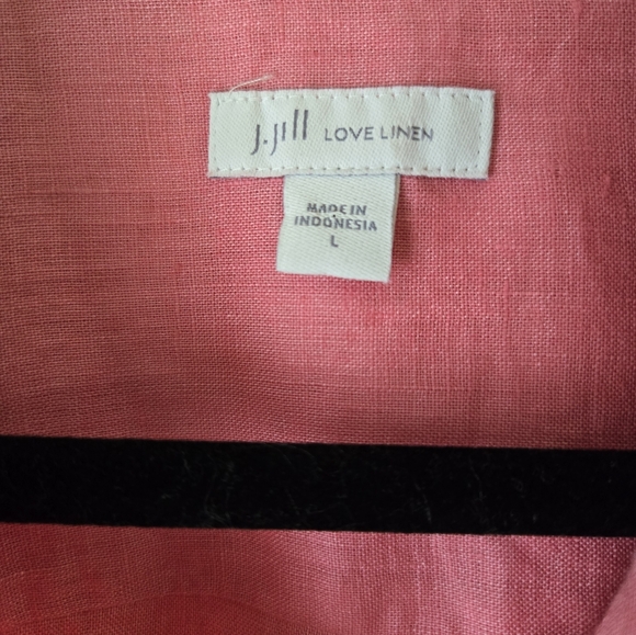 Jjill women coral, pink, linen button up size  Large 100% Linen - Picture 3 of 5